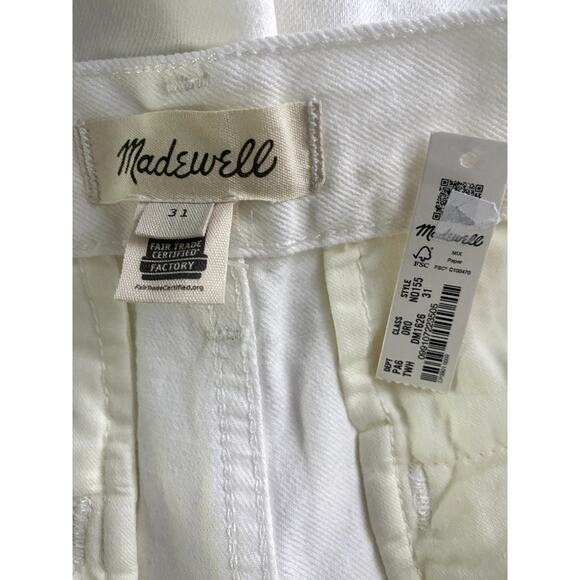 NWT Madewell High Rise 90s Pleated Cotton Jean Shorts Slash Pockets 31 White - Picture 6 of 15